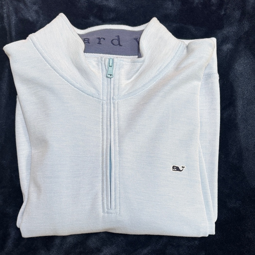 Vineyard Vines Light Blue Quarter-Zip long sleeve Sweater